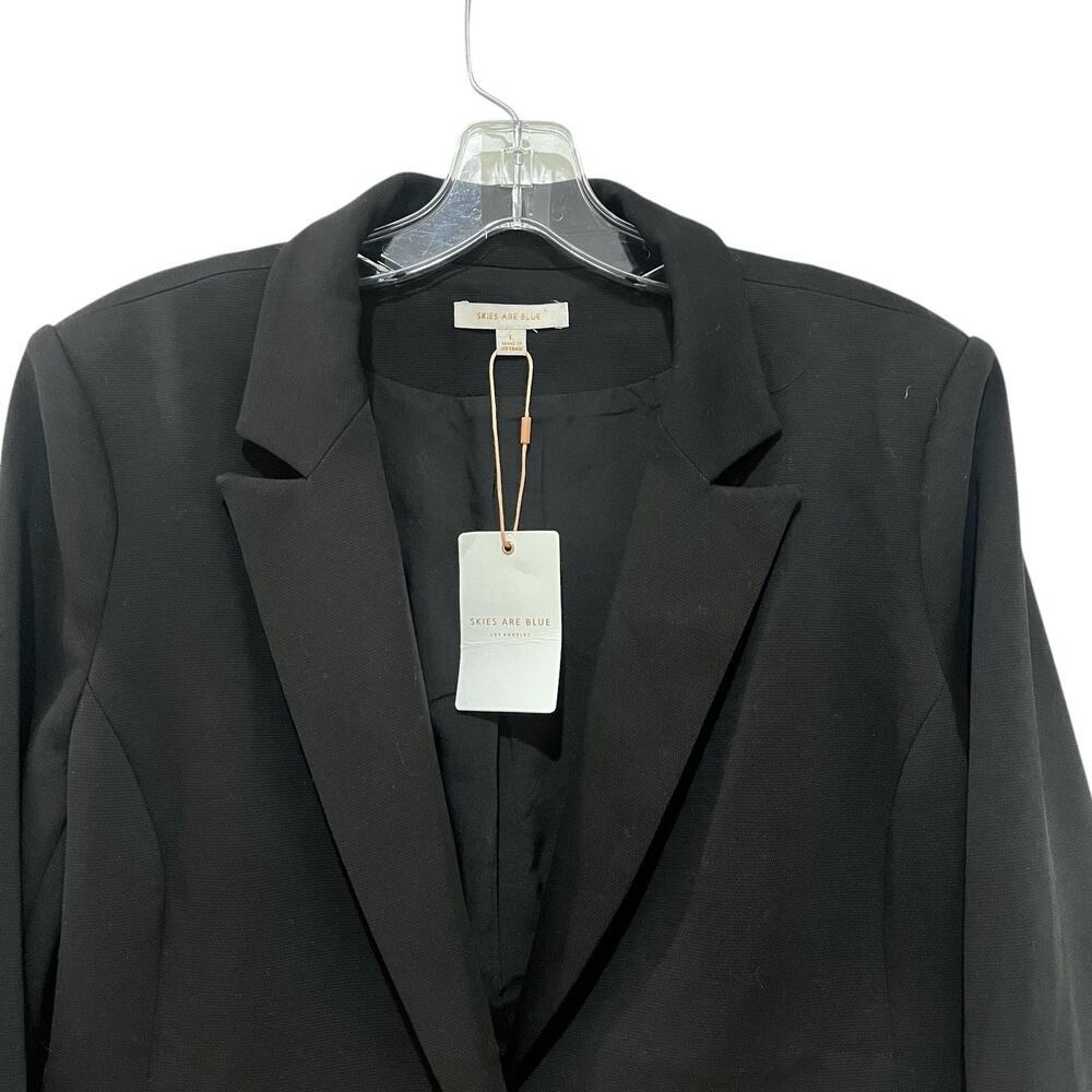 Skies Are Blue Knit Blazer Womens Large Black  Stretch Knit Cuff Jacket - Picture 4 of 9